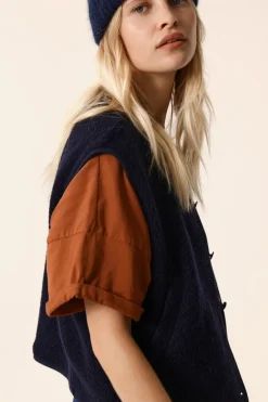 Des Petit Hauts Veste maille sans manches Zlata MARINE Outlet