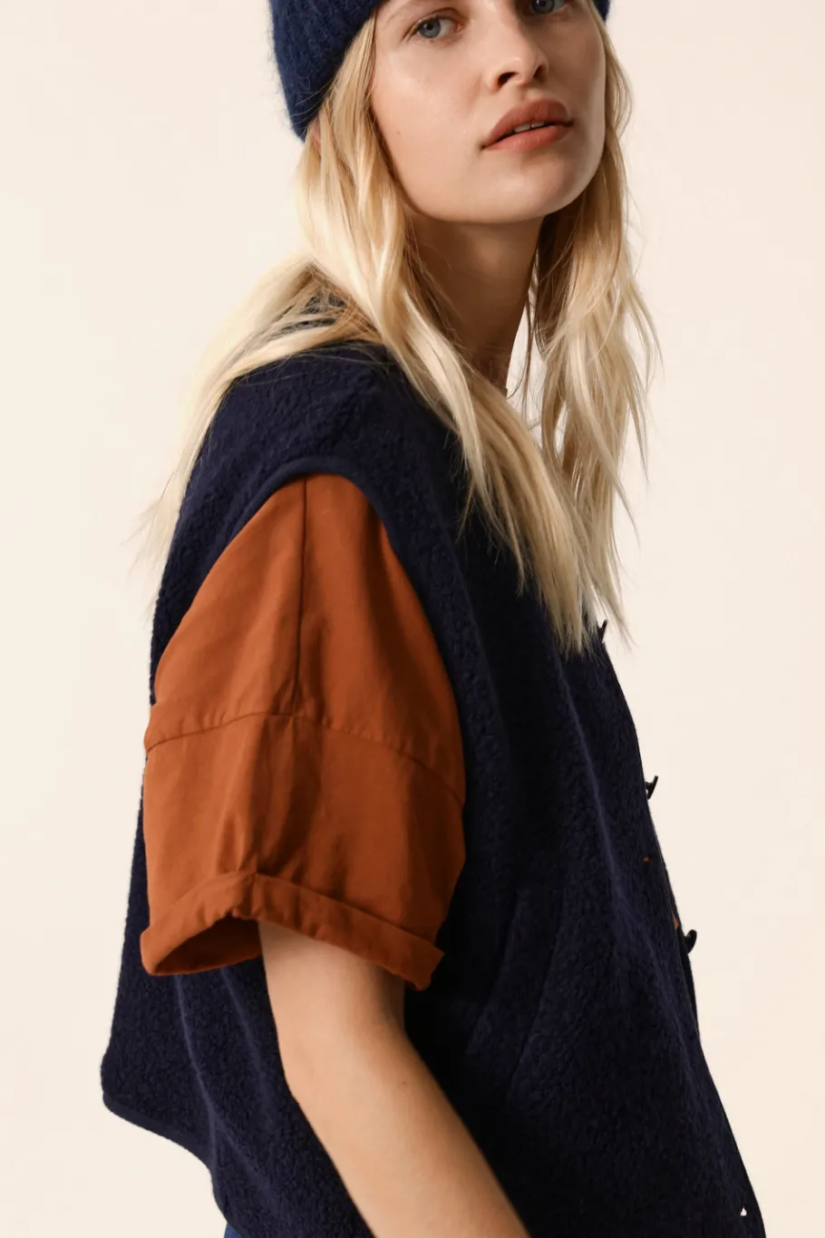 Des Petit Hauts Veste maille sans manches Zlata MARINE Outlet